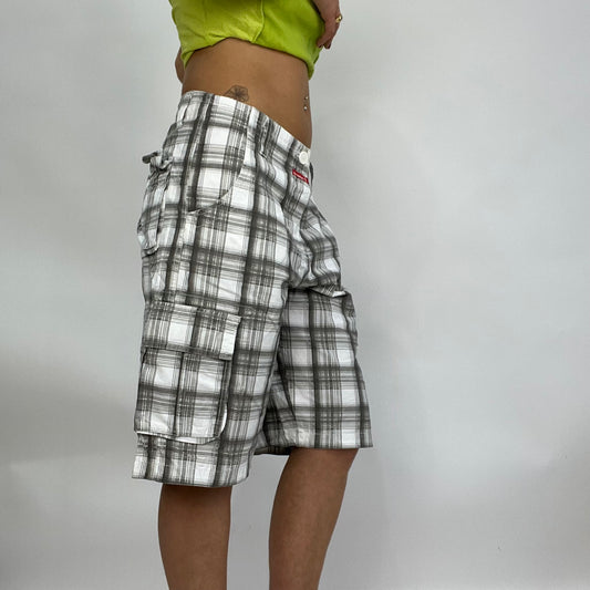 SUMMER ‘IT GIRL’ DROP | white and grey gingham oversized shorts - small / medium