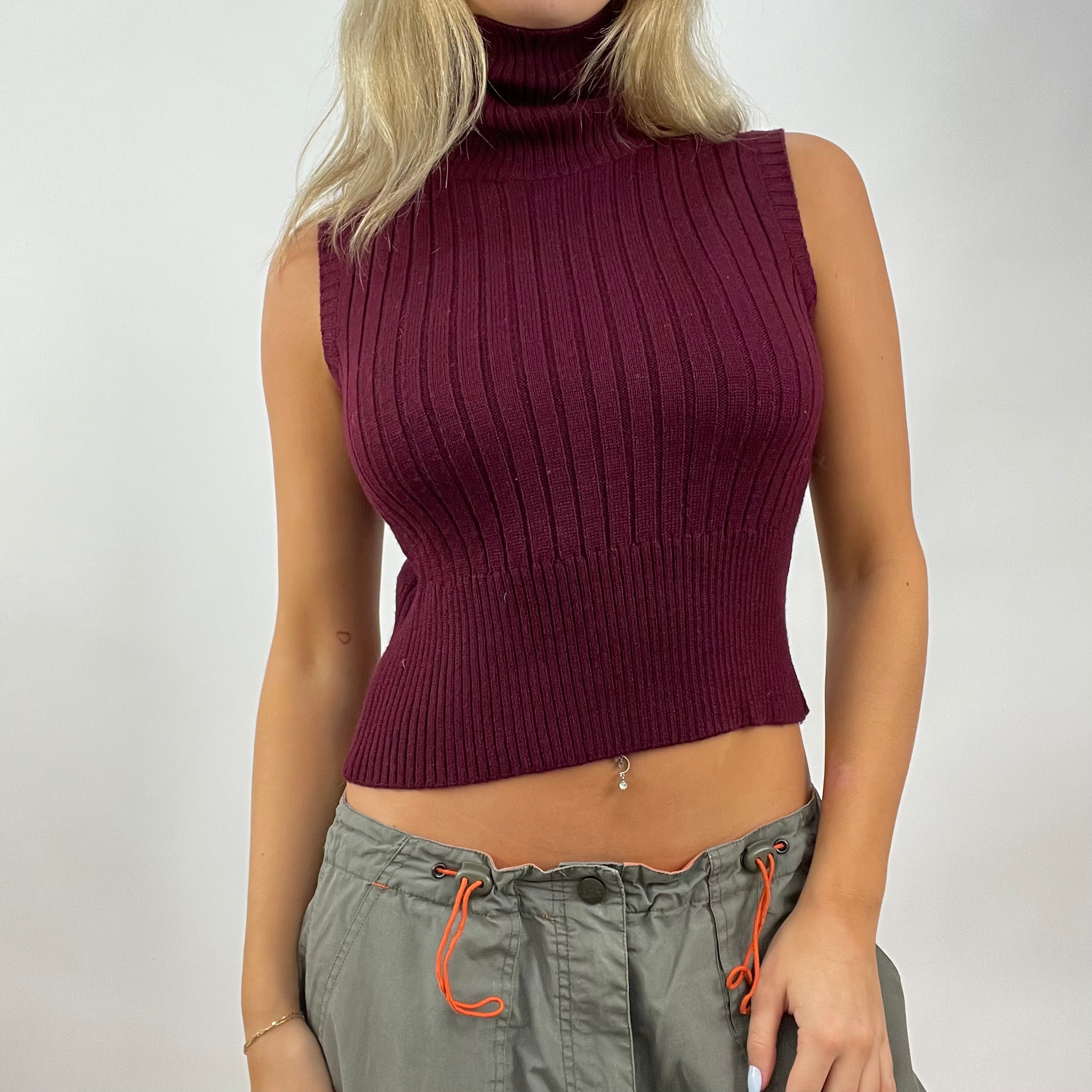 GORPCORE DROP  medium purple knit sleeveless turtleneck top – remass