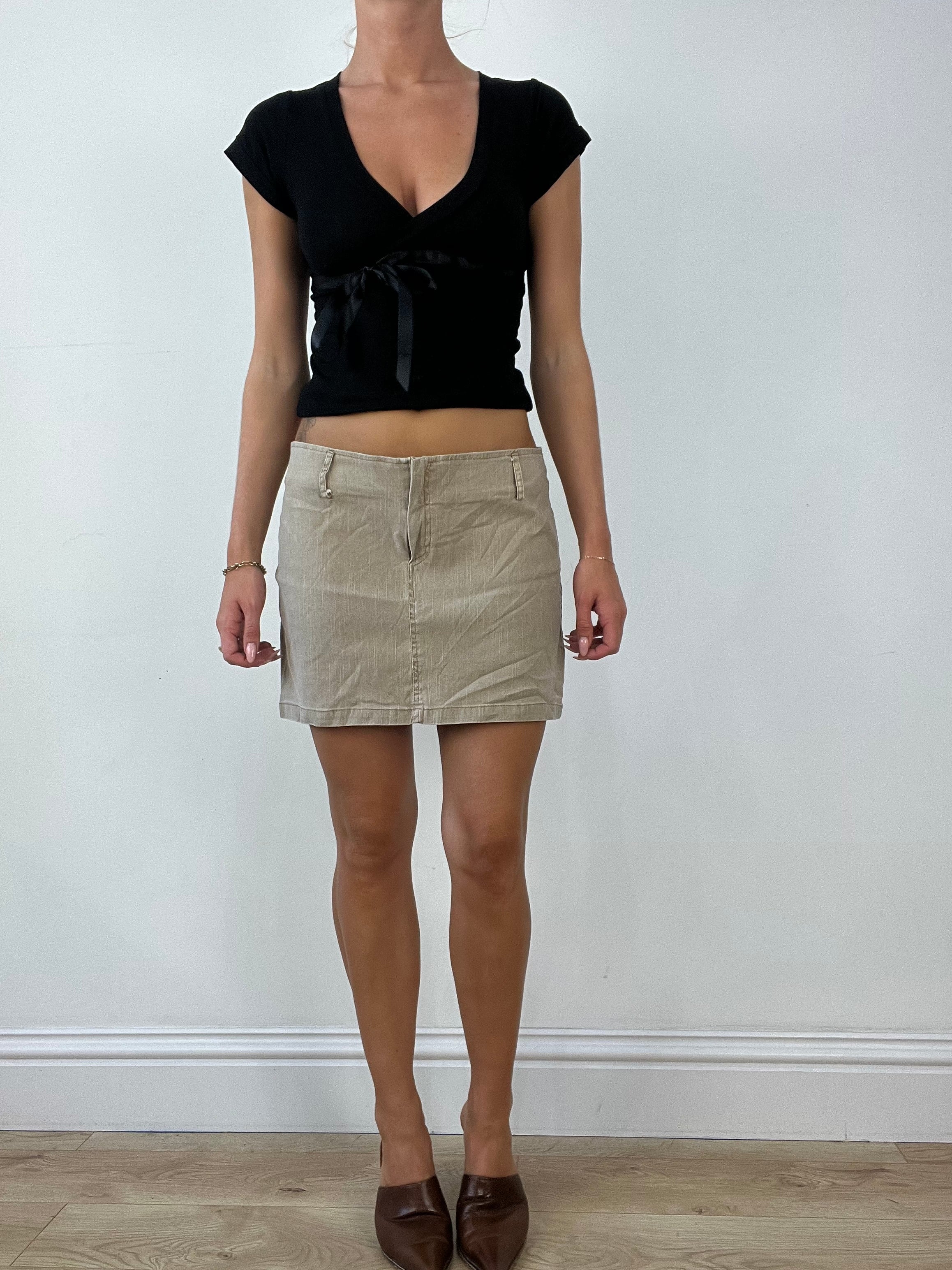 OFFICE GIRLIE medium beige mini skirt – remass