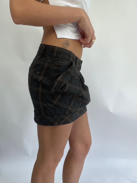 COASTAL COWGIRL DROP | small brown plaid mini skirt