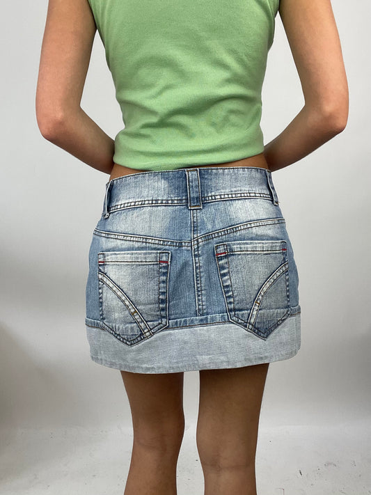 ADDISON RAE DROP | medium light denim mini skirt with folded hem