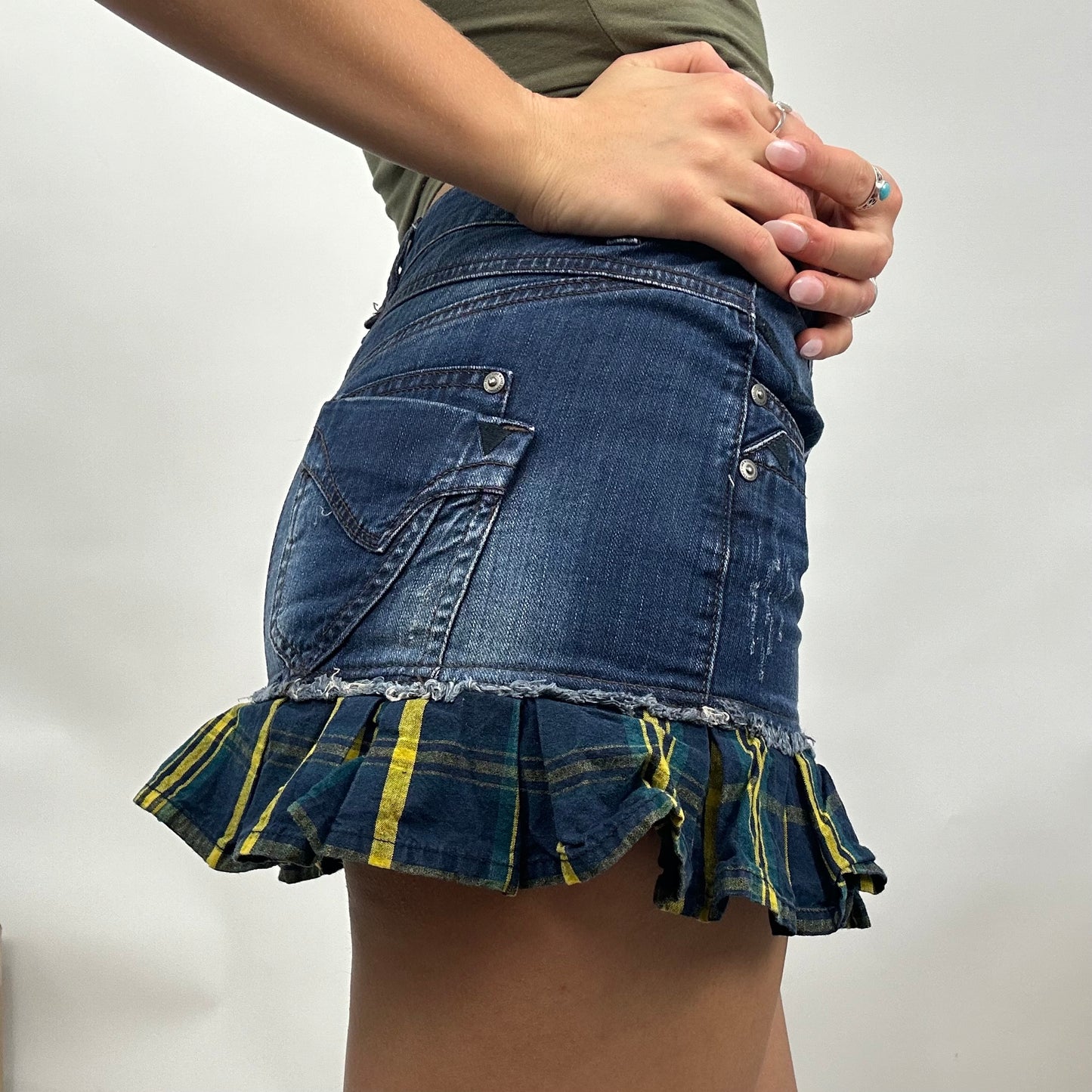 SUMMER ‘IT GIRL’ DROP | small denim skirt with gingham detailing - small