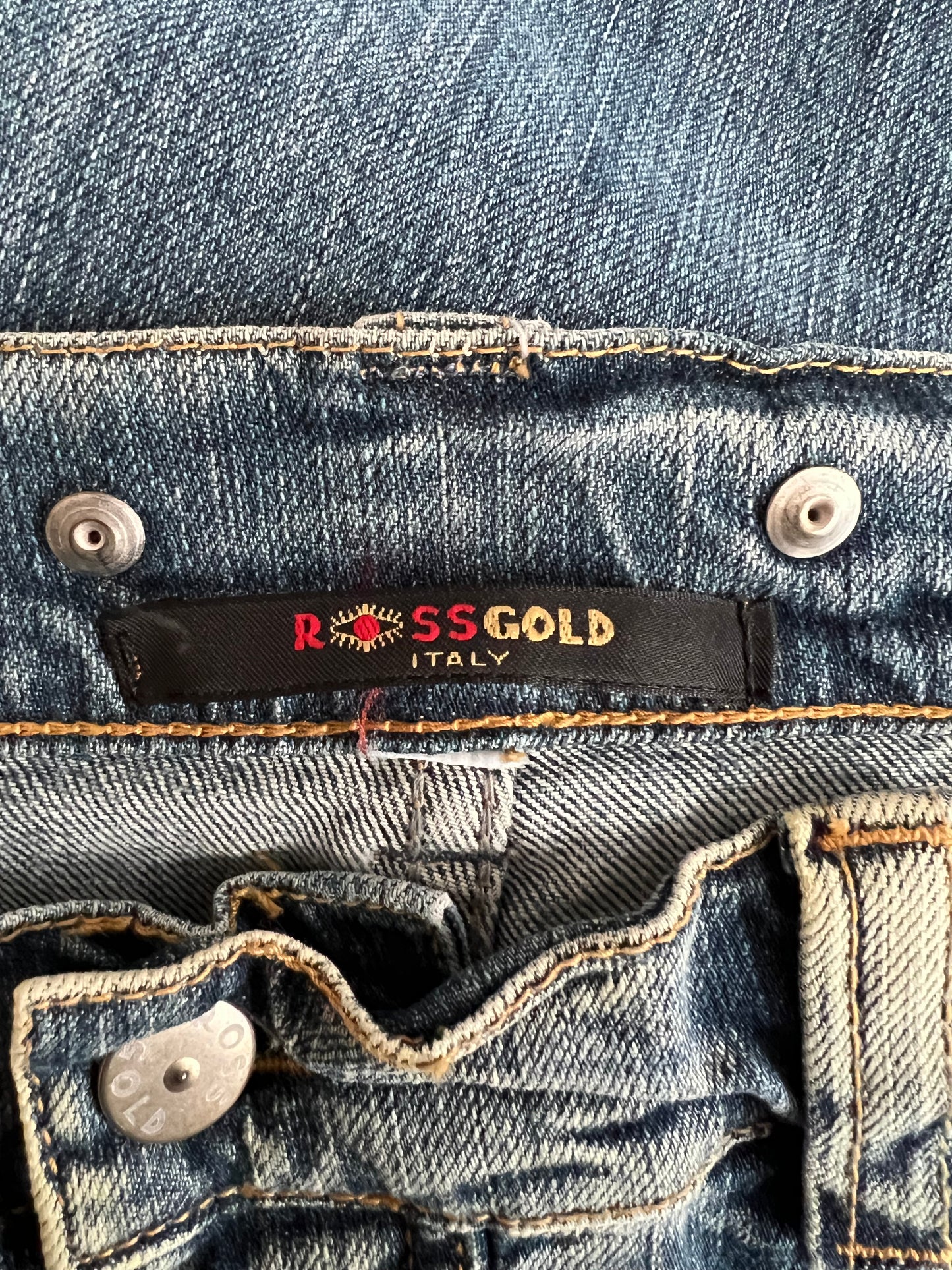 gilmore girls | small blue embellished low rise flared jeans