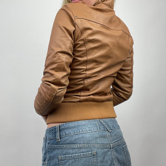 LIGHT ACADEMIA DROP | medium brown old label bershka leather jacket