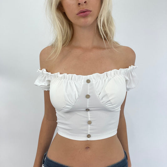 GRUNGE COQUETTE DROP | xs white milkmaid top