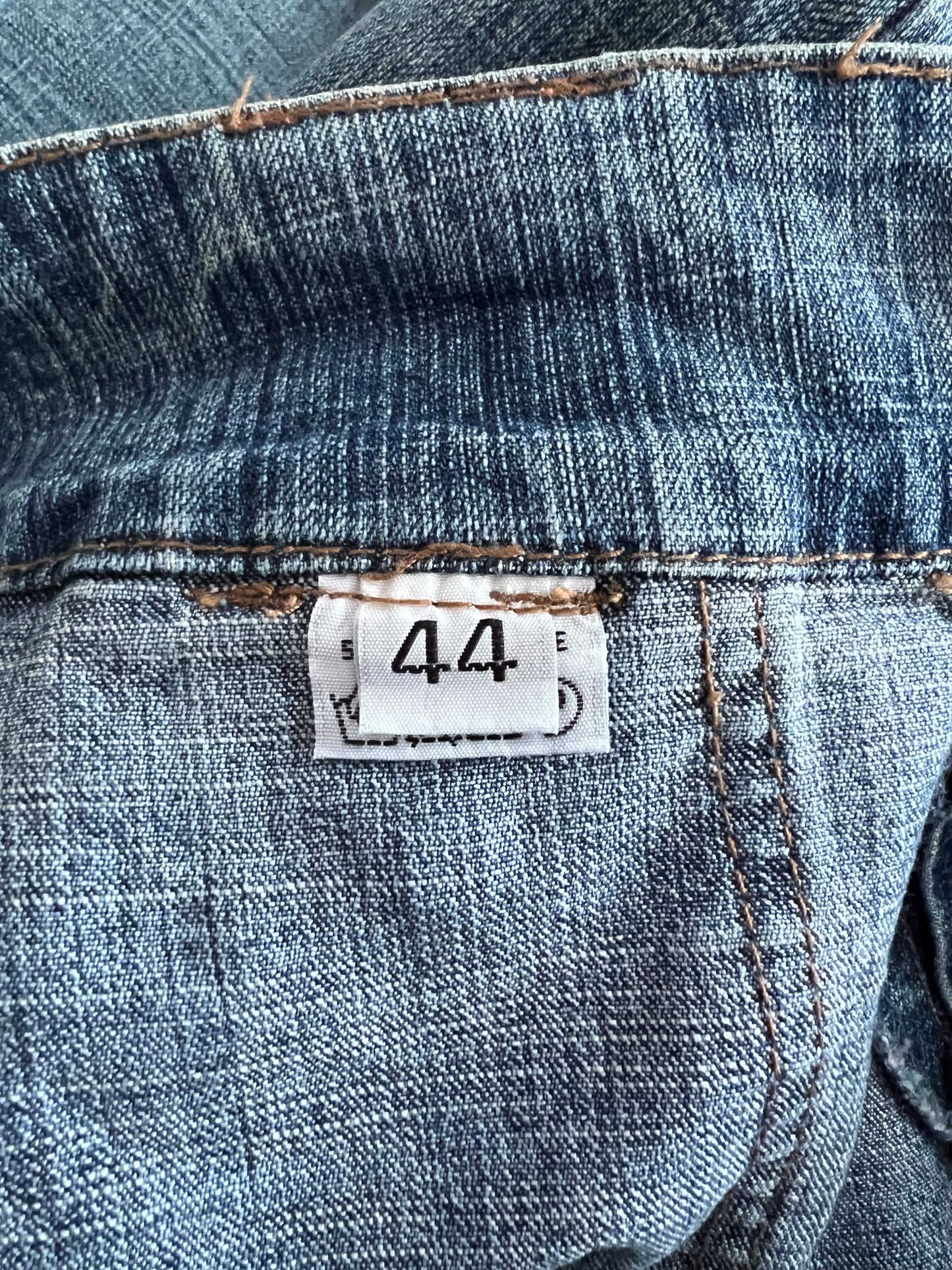 gilmore girls | small/medium blue miss jais patchwork cargo flared jeans