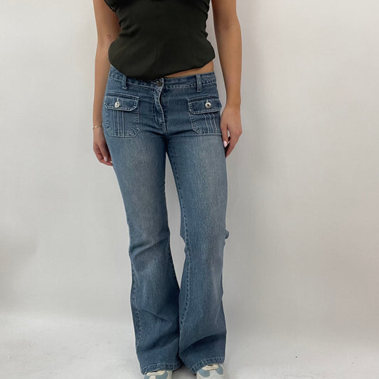 GALENTINES DAY DROP | small denim flared jeans with front pocket detail