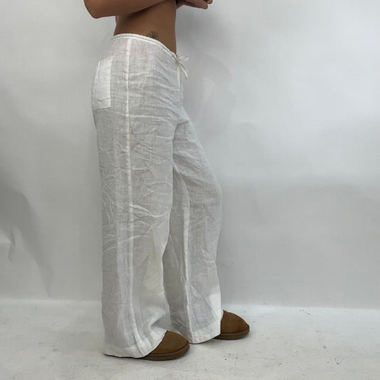 HIPPY CHIC DROP | medium white linen trousers