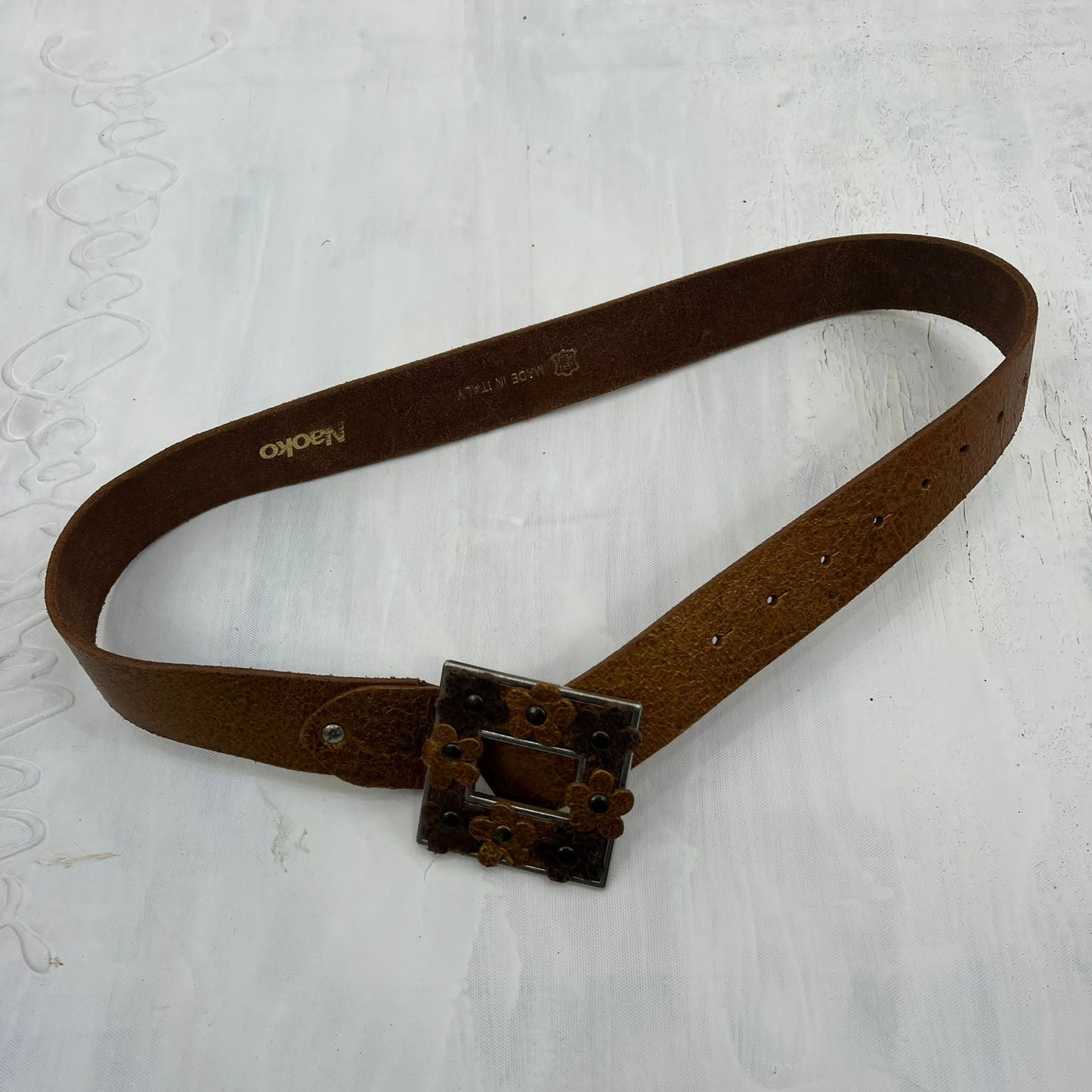 💚 12 DAYS OF XMAS DROP | brown/orange belt with flower buckle detail