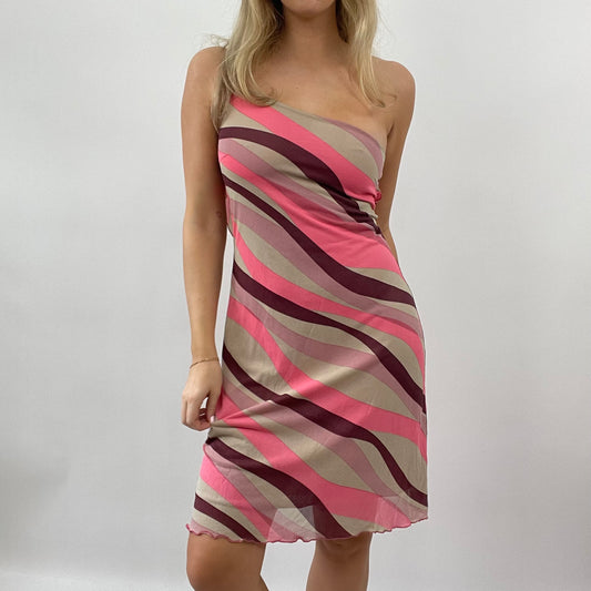 GALENTINES DAY DROP | small pink and beige kookai patterned midi dress with frill detail