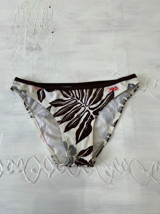 COASTAL COWGIRL DROP | small white bikini bottoms with brown floral print all over