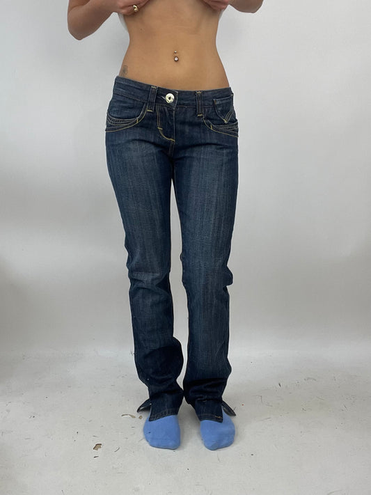 ADDISON RAE DROP | small dark denim straight leg jeans