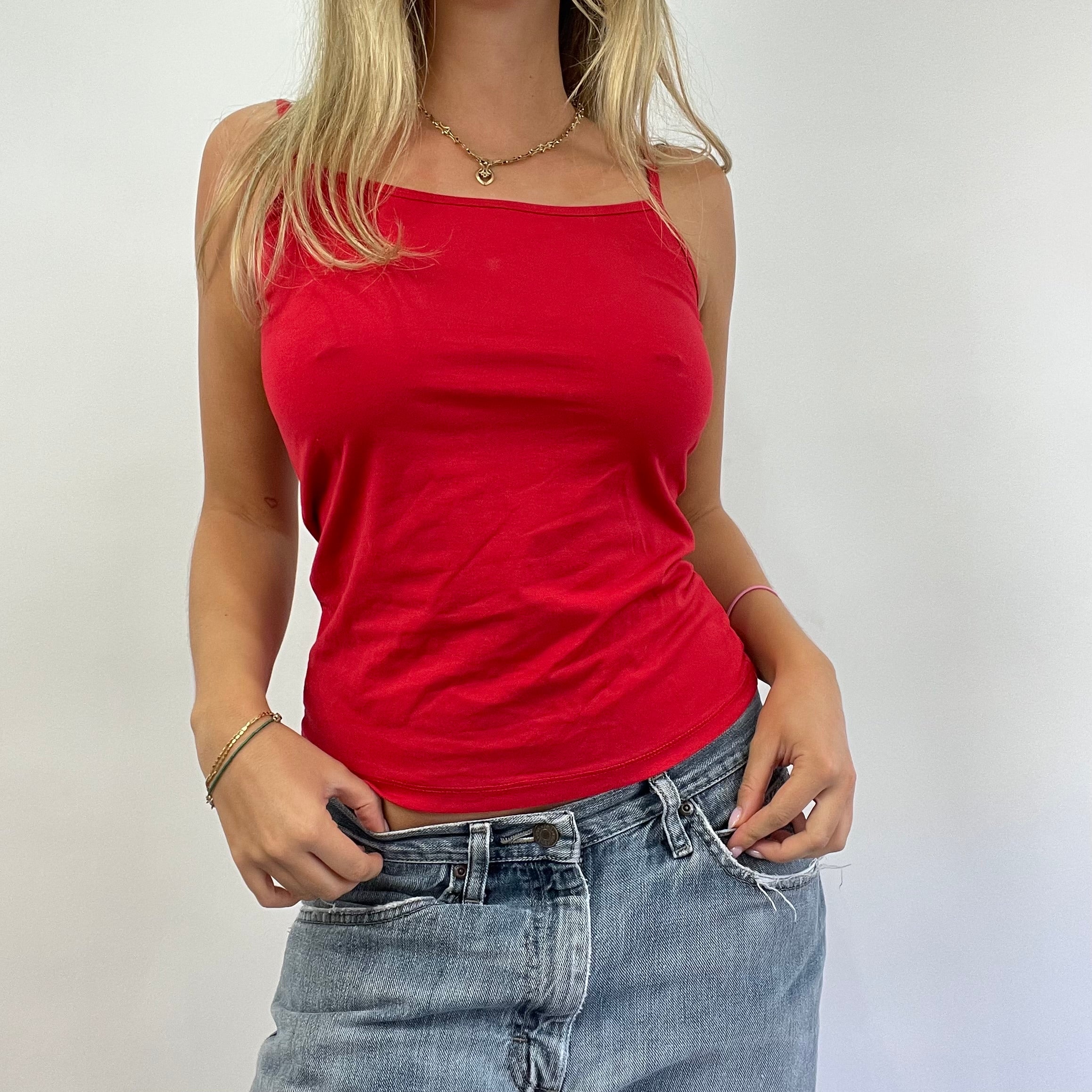 GRUNGE COQUETTE DROP  small red cami top – remass