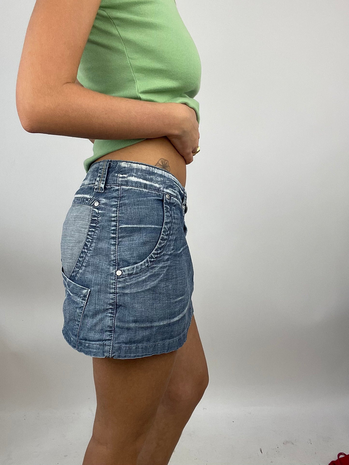 ADDISON RAE DROP | small denim bleached effect mini skirt