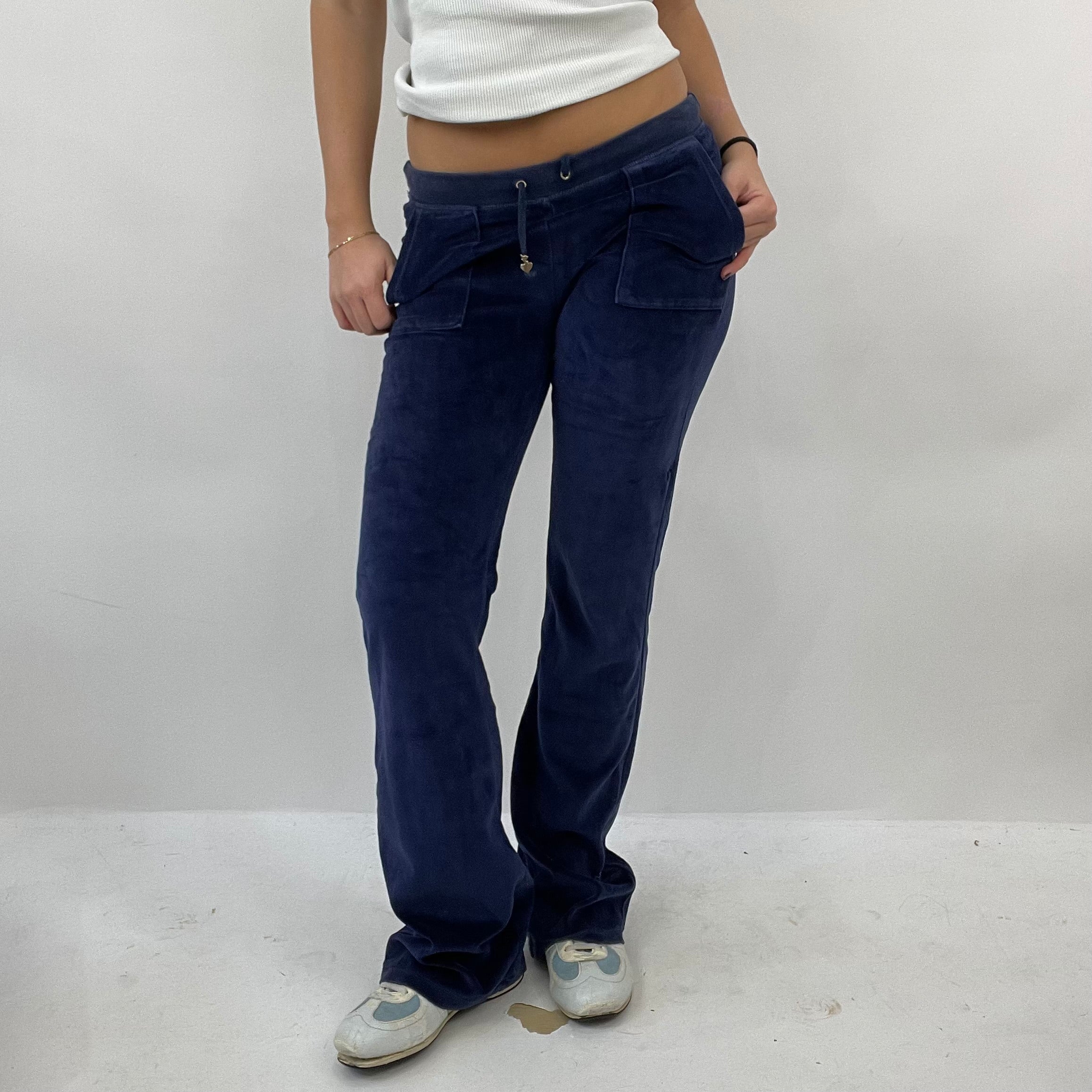 Blue velour joggers sales