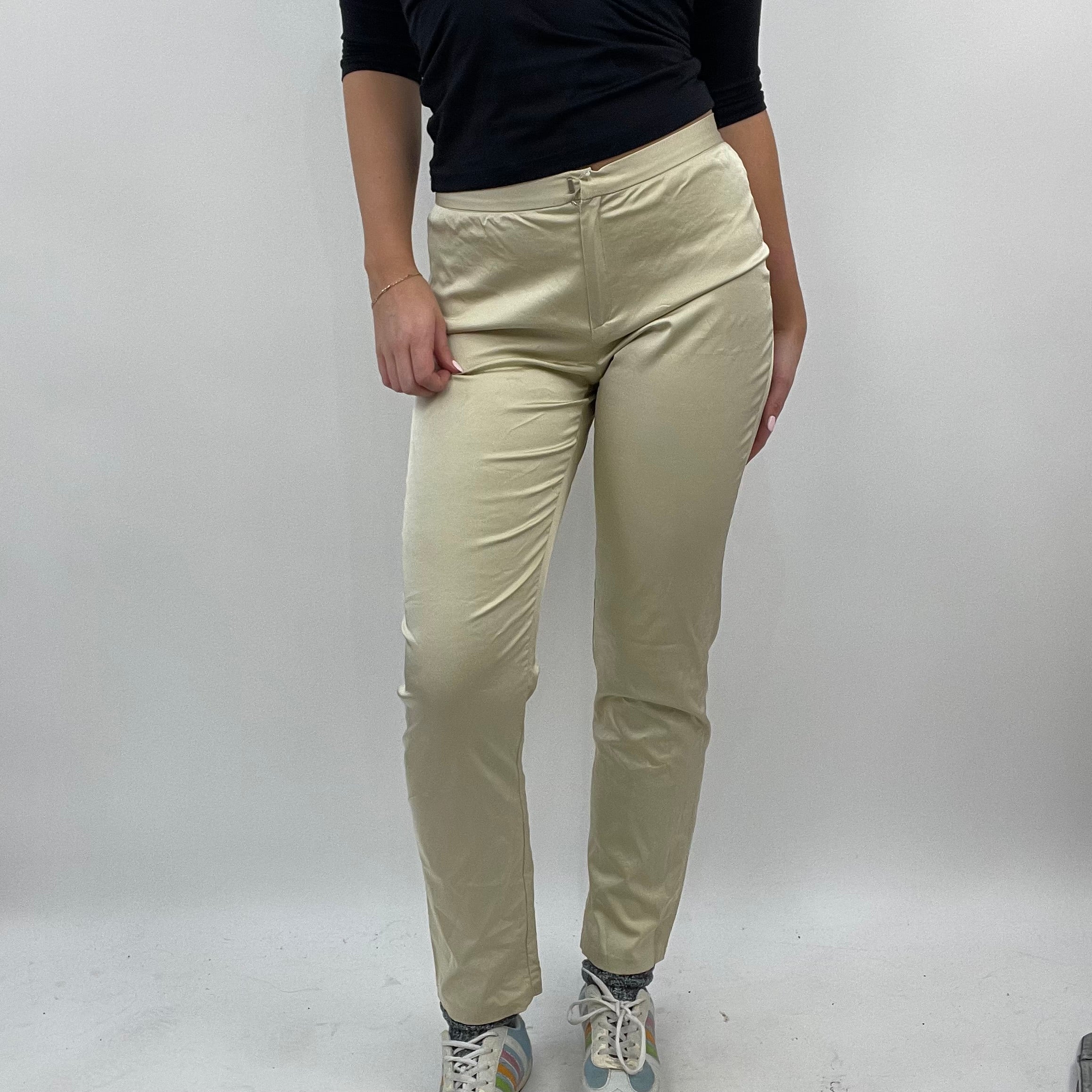 💚 GALENTINES DAY DROP small beige silky slim fit trousers – remass