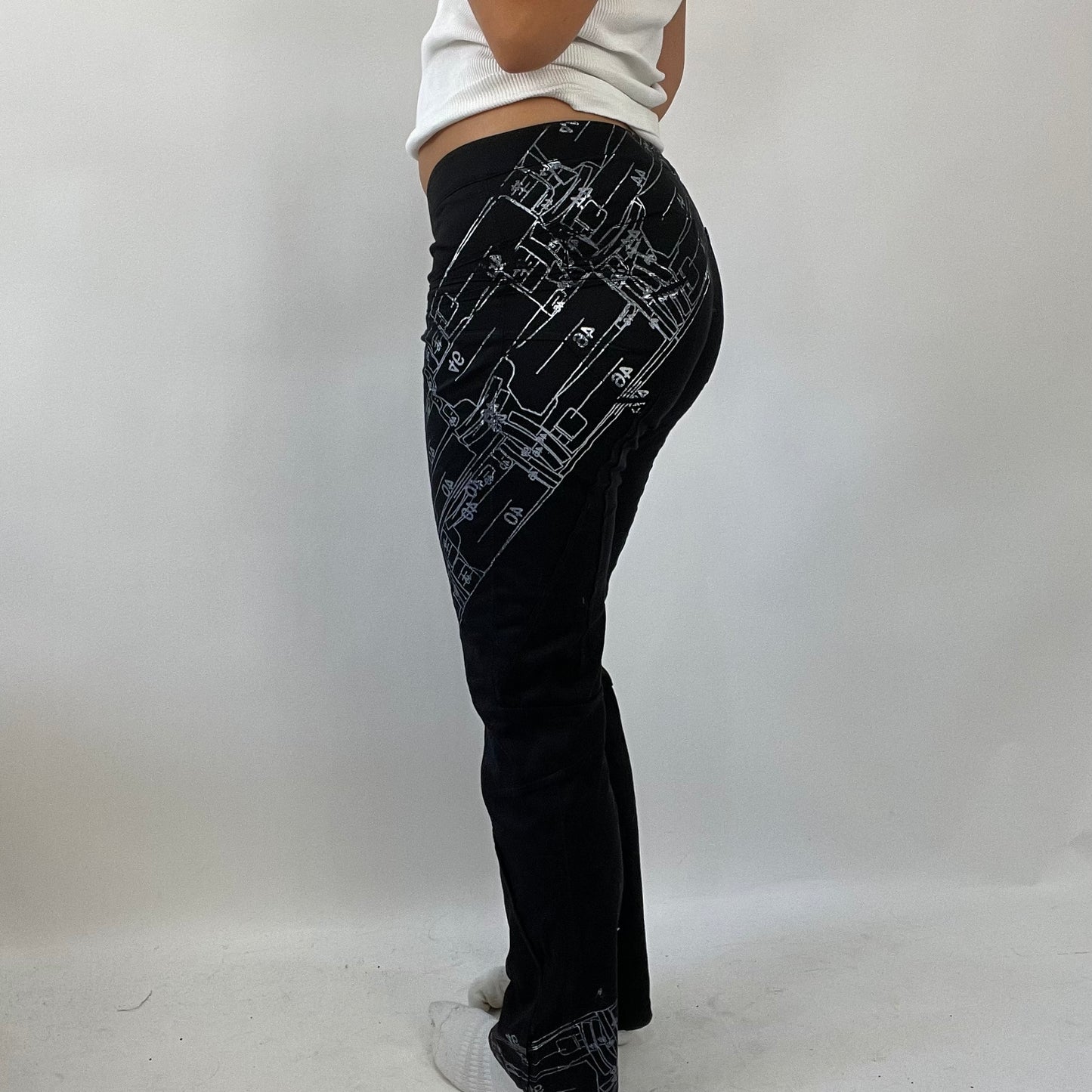 HAILEY BIEBER DROP | small black graphic embroidered trousers
