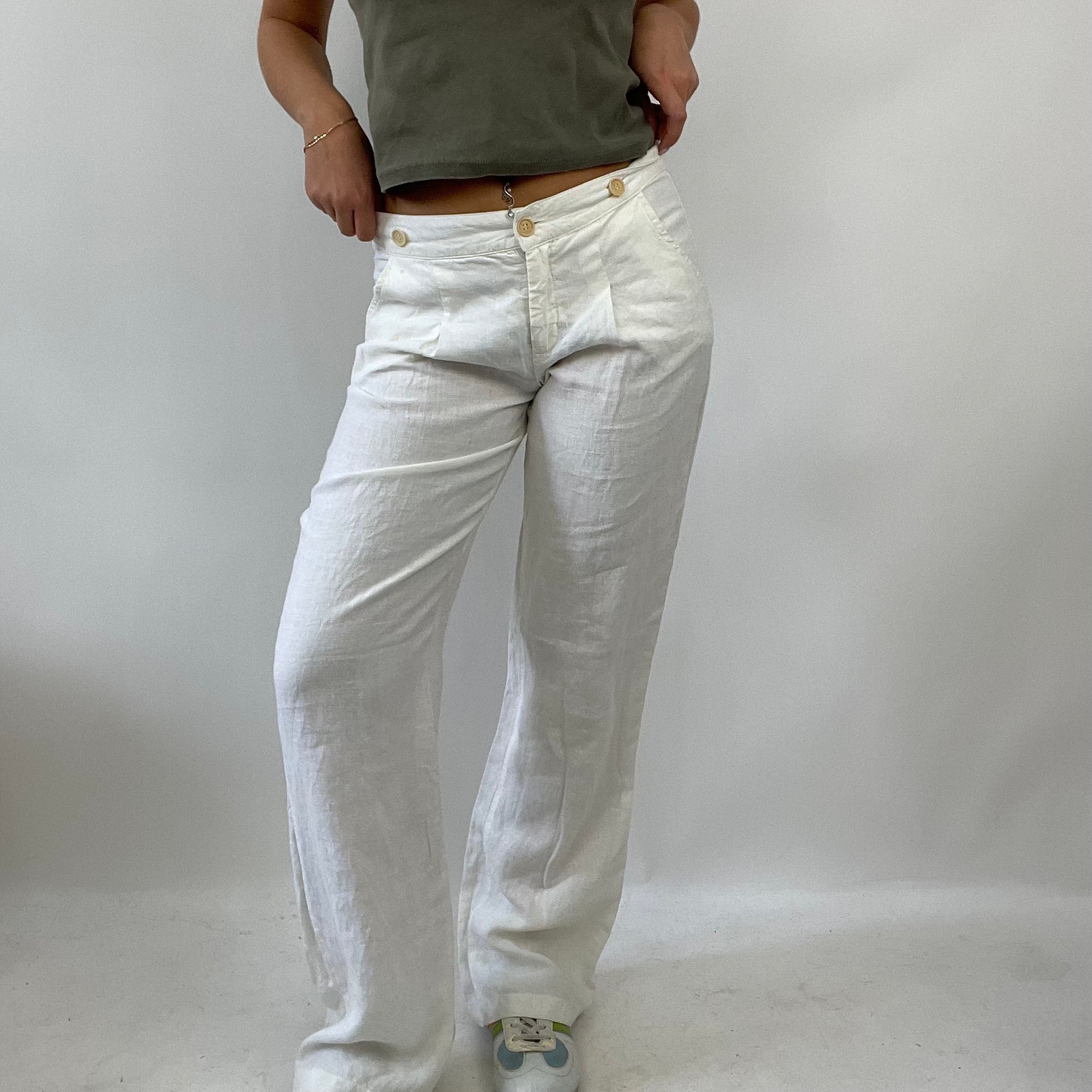 High waisted sales linen trousers