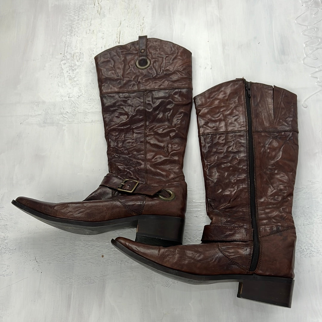 ⭐️COACHELLA DROP | brown leather boots with buckle