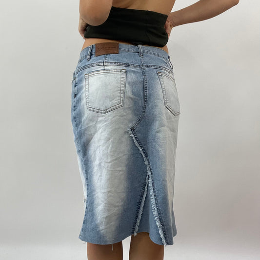 GALENTINES DAY DROP | small denim bleached look midi skirt with heart print
