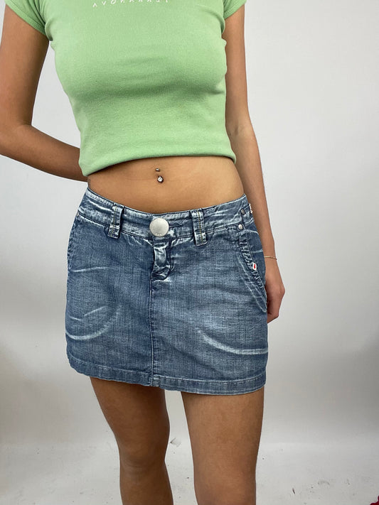 ADDISON RAE DROP | small denim bleached effect mini skirt