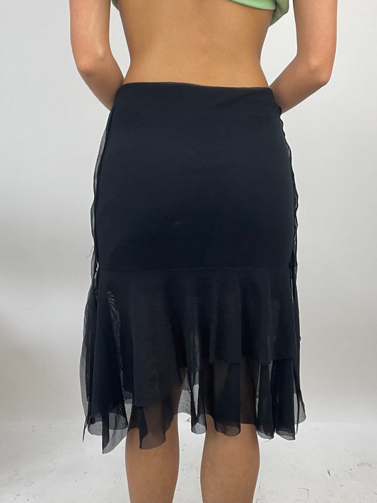 ADDISON RAE DROP | small black mesh layered skirt