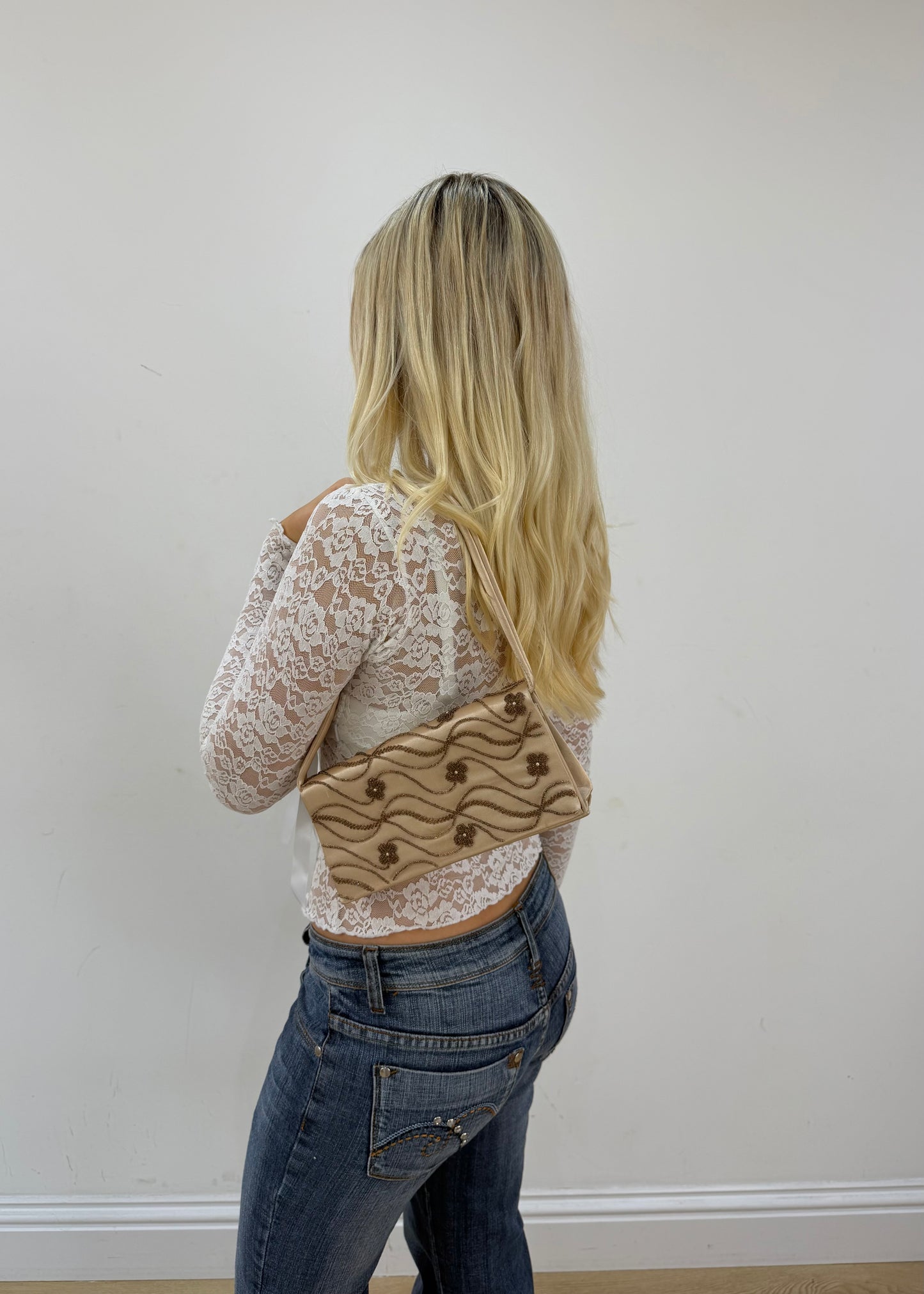 beige braided detail mini shoulder bag detail view