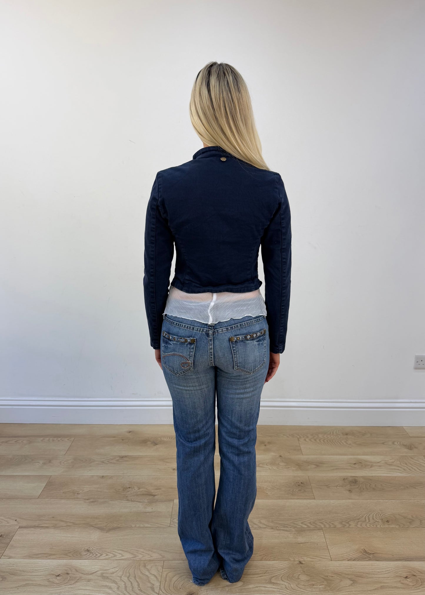 extra small navy double-breasted jacket view 5