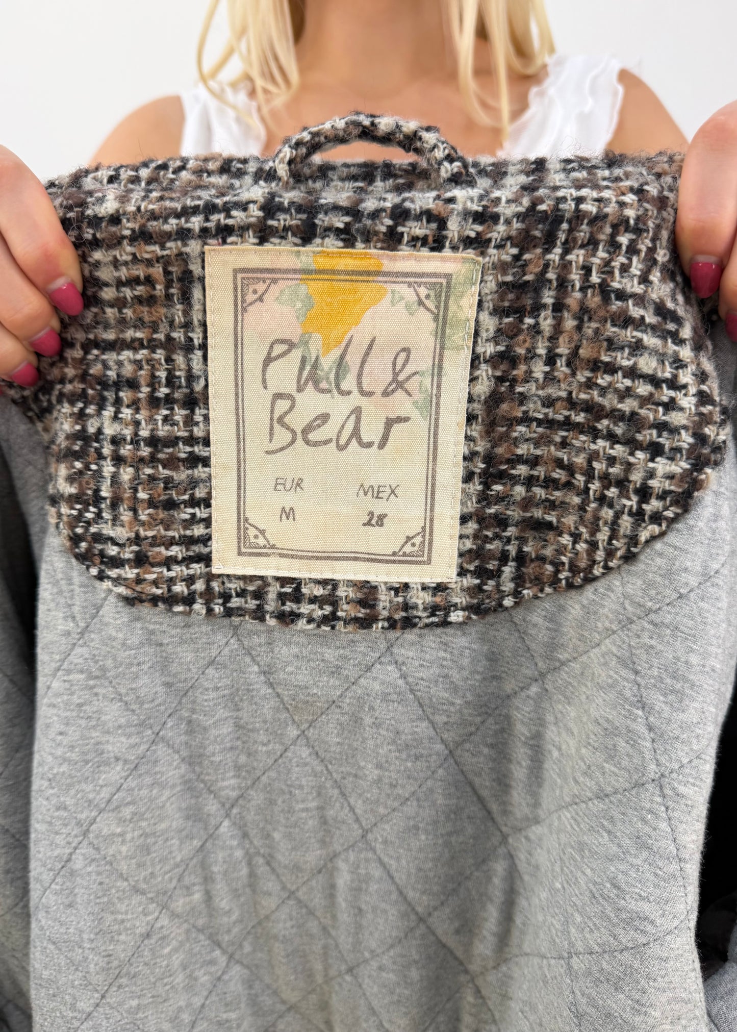 extra small brown checked hooded jacket label