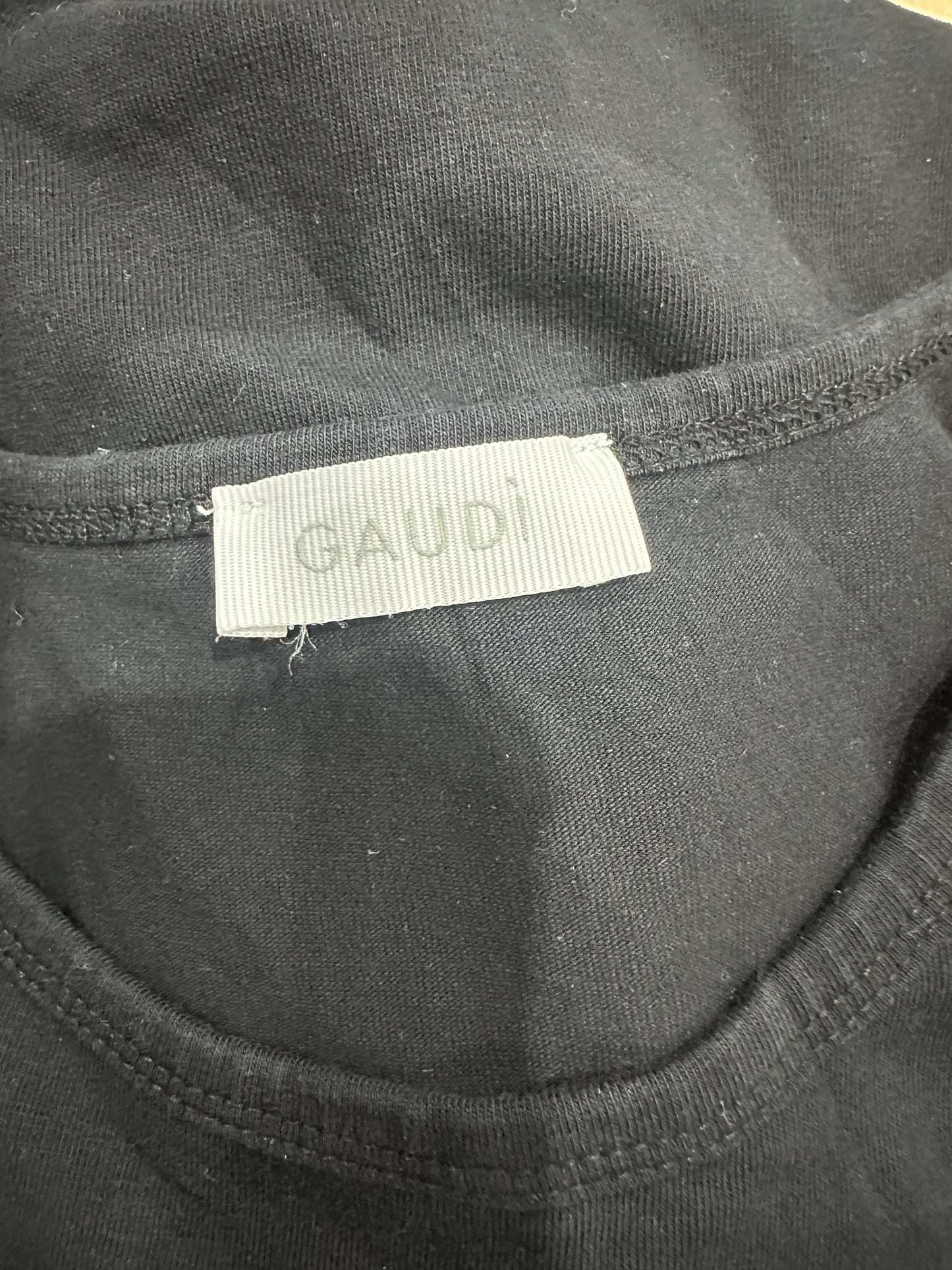small black gaudi logo tank top label