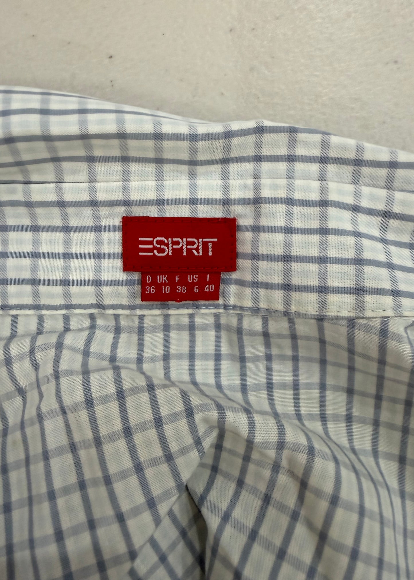 medium blue plaid long sleeve shirt label or detail