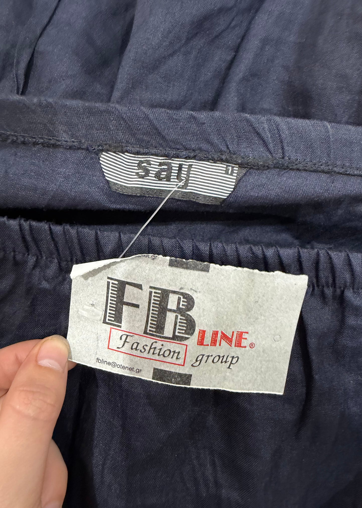 extra small navy blue maxi skirt care label