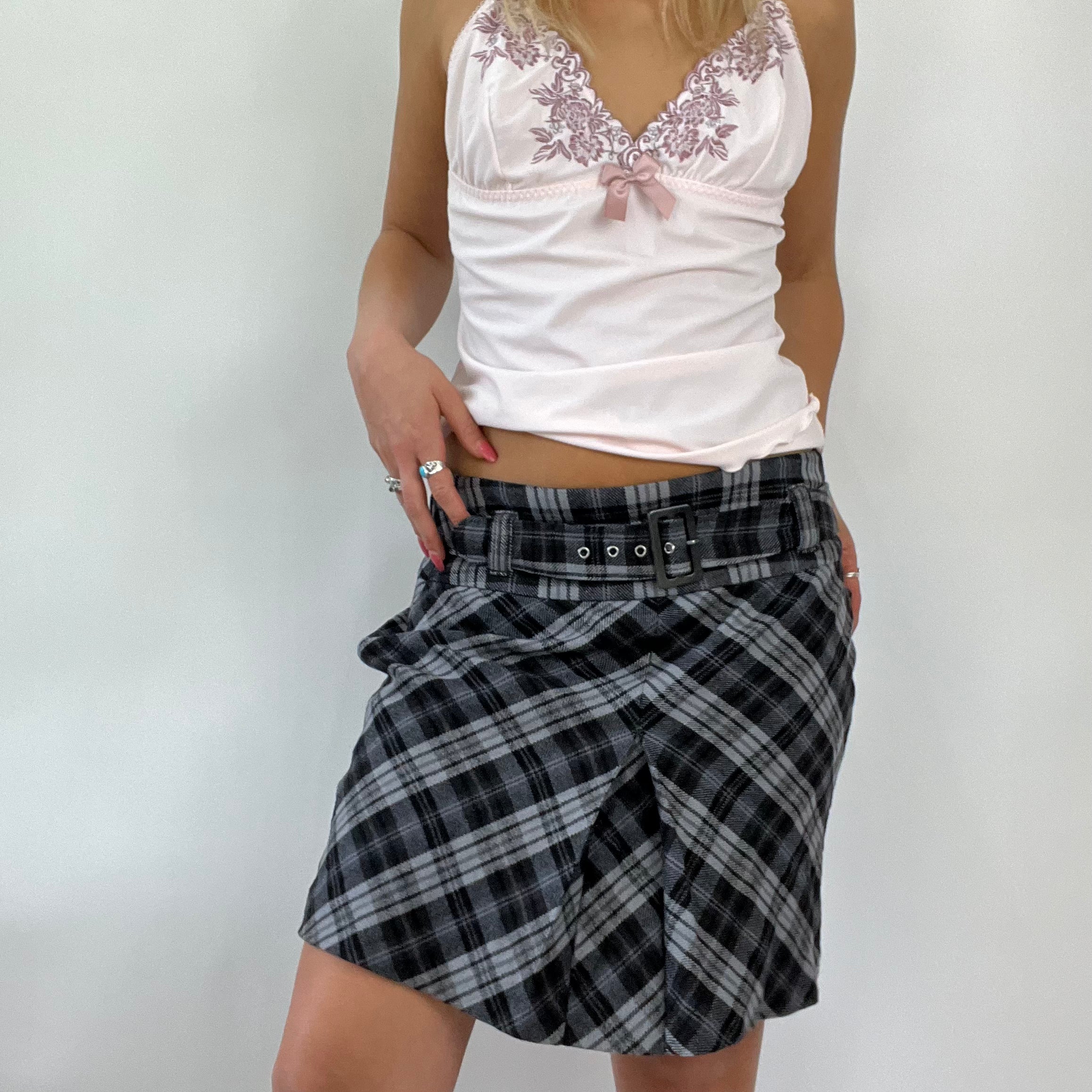 FESTIVAL DROP black checked skirt with buckle medium remass