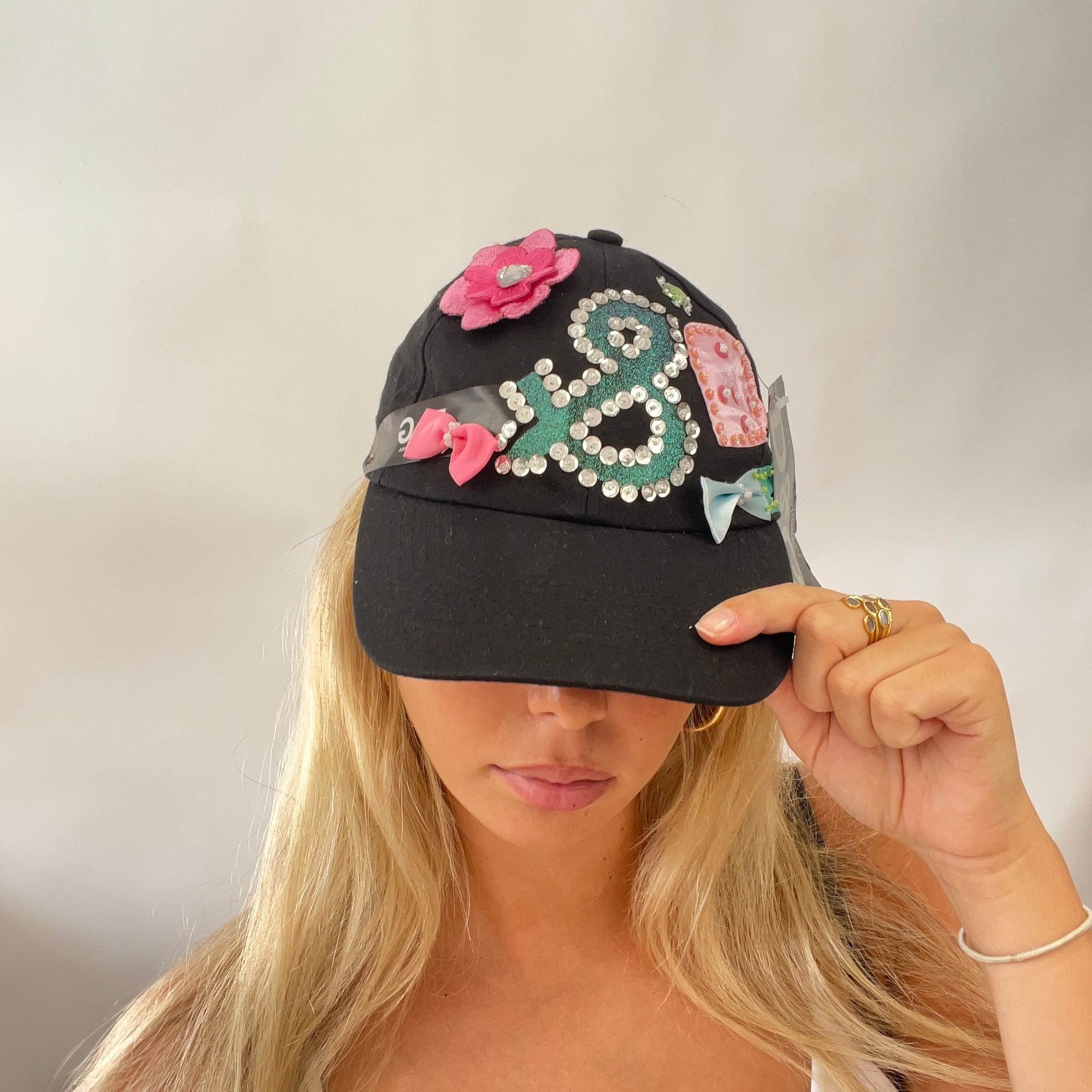 EUROPEAN SUMMER DROP black d g style embellished hat remass