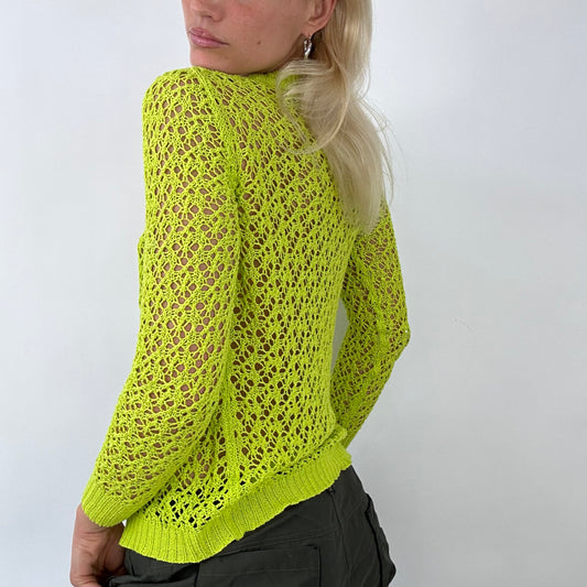 BOHO GIRL DROP | small lime green knitted crochet cardigan