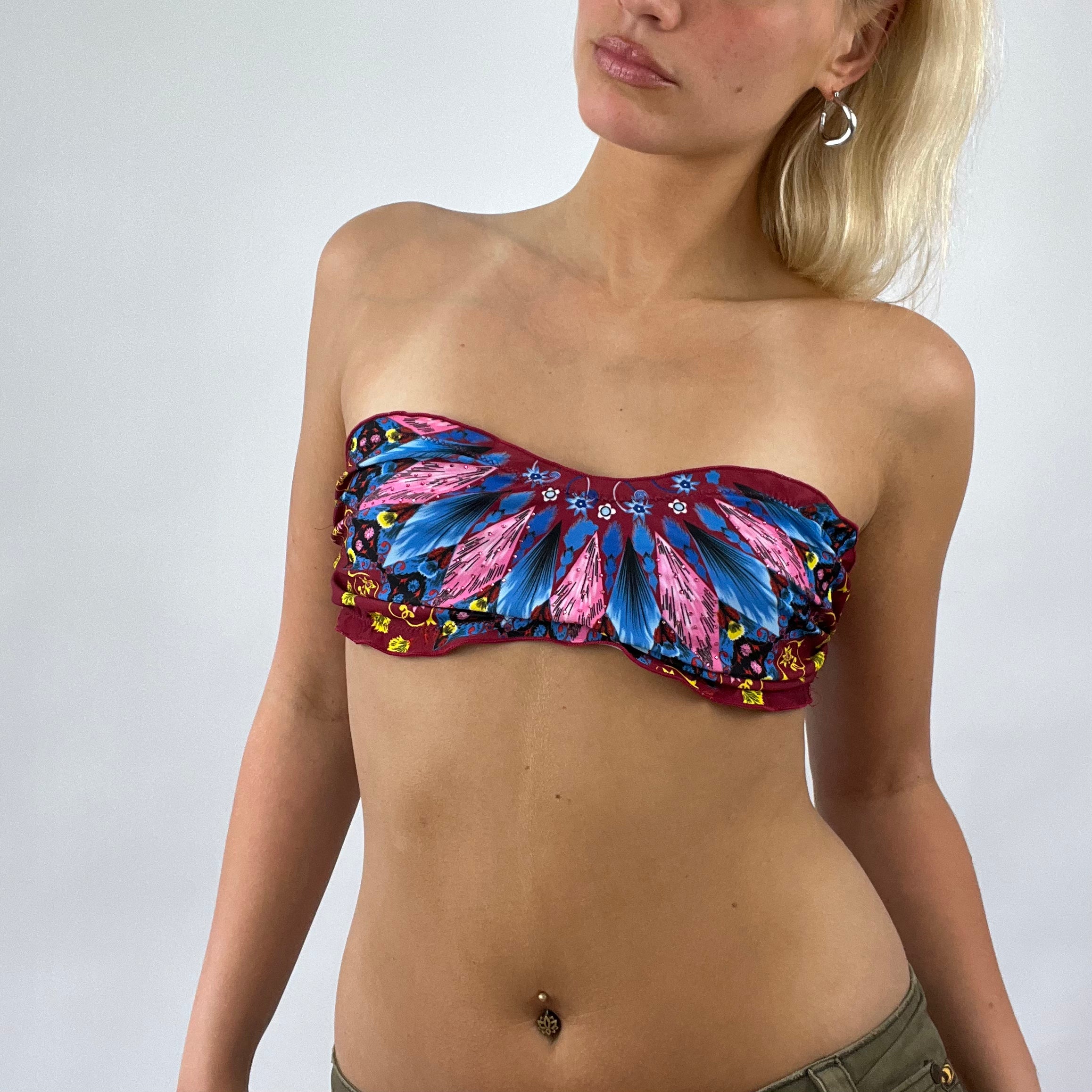 FESTIVAL DROP burgundy bandeau bikini top remass