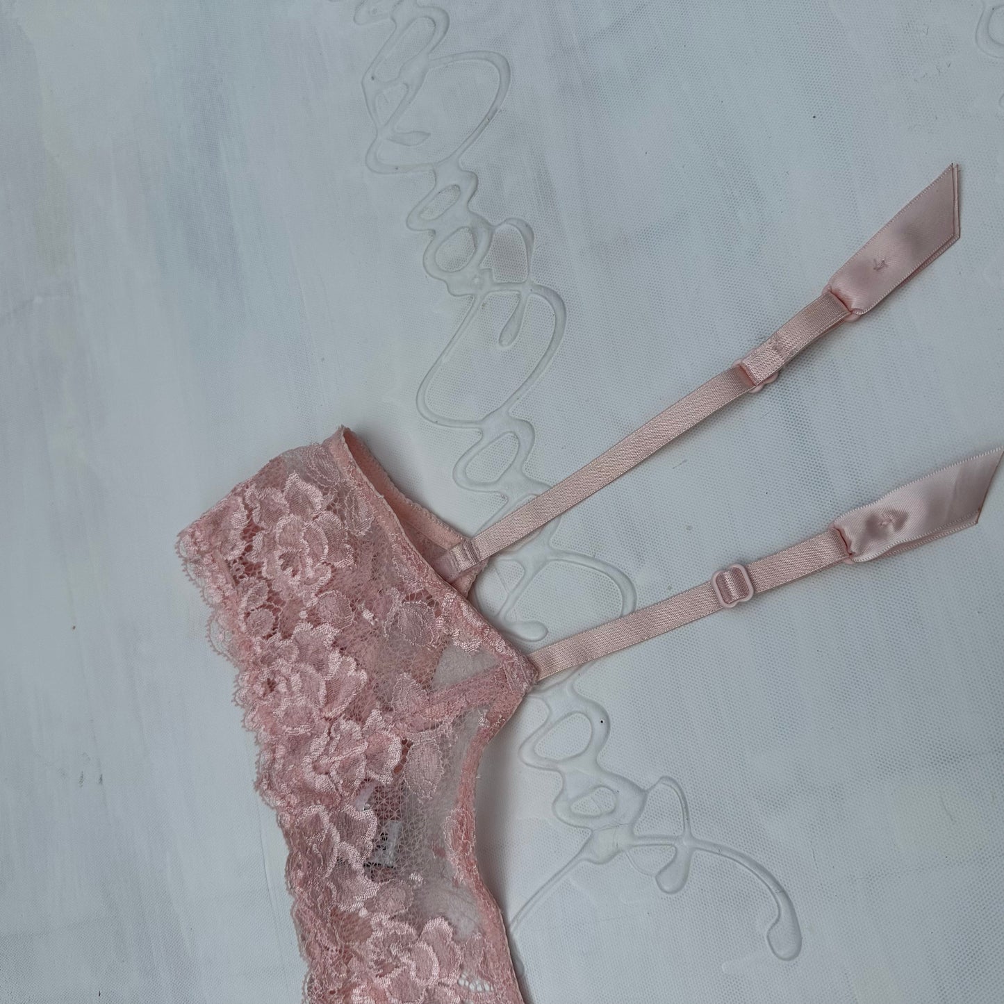 DAINTY DROP | pink lace suspenders - small