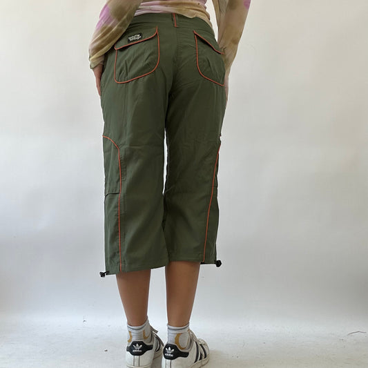 BOHO GIRL DROP | green cargo 3/4 trousers with orange lining - small