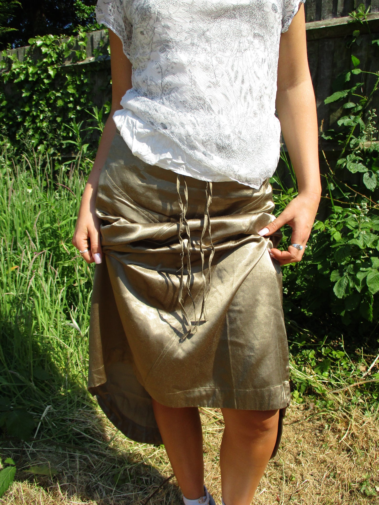 ‼️💻#07 bronze midi skirt with drawstring waist