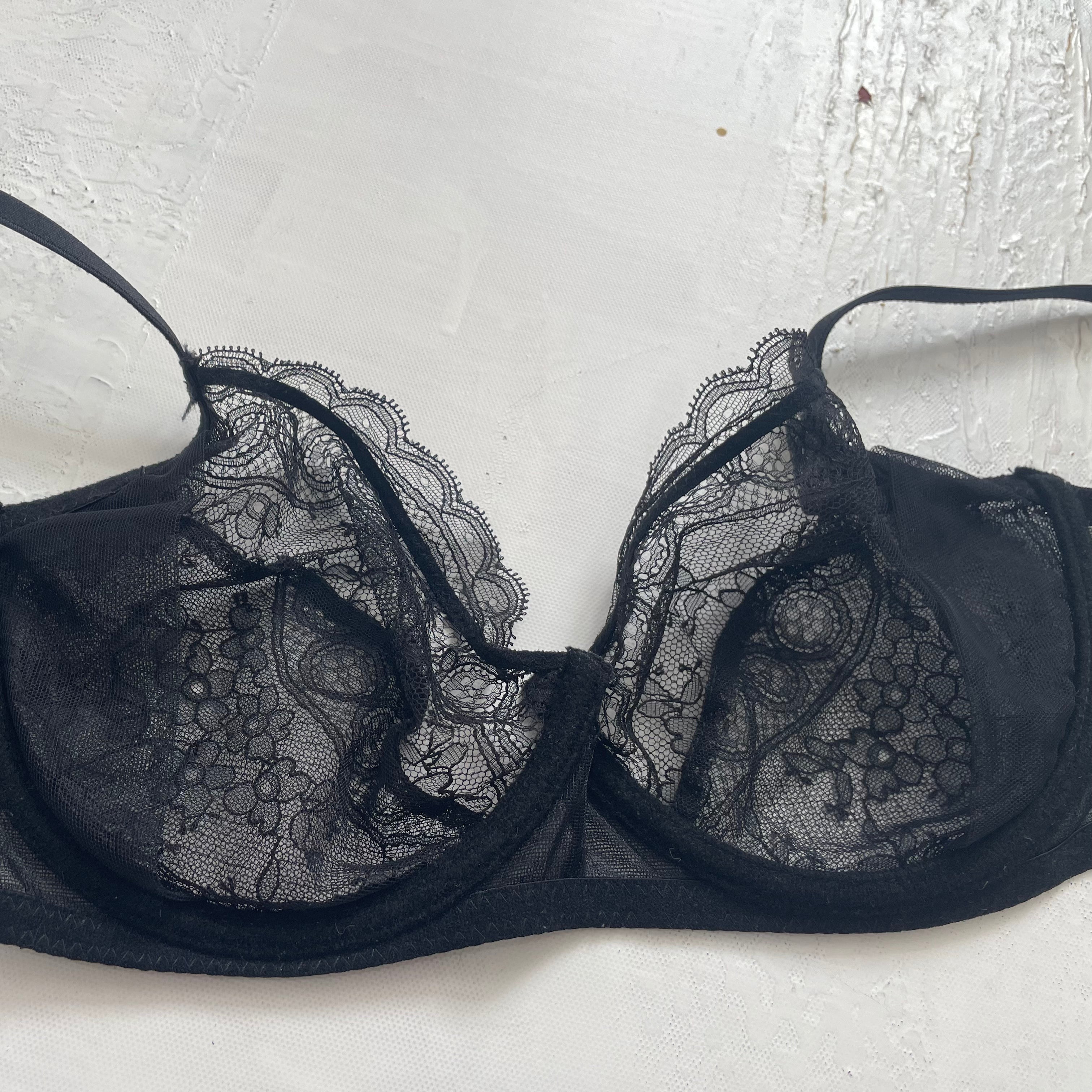 GRUNGE FAIRYCORE DROP  black lace bra - small – remass