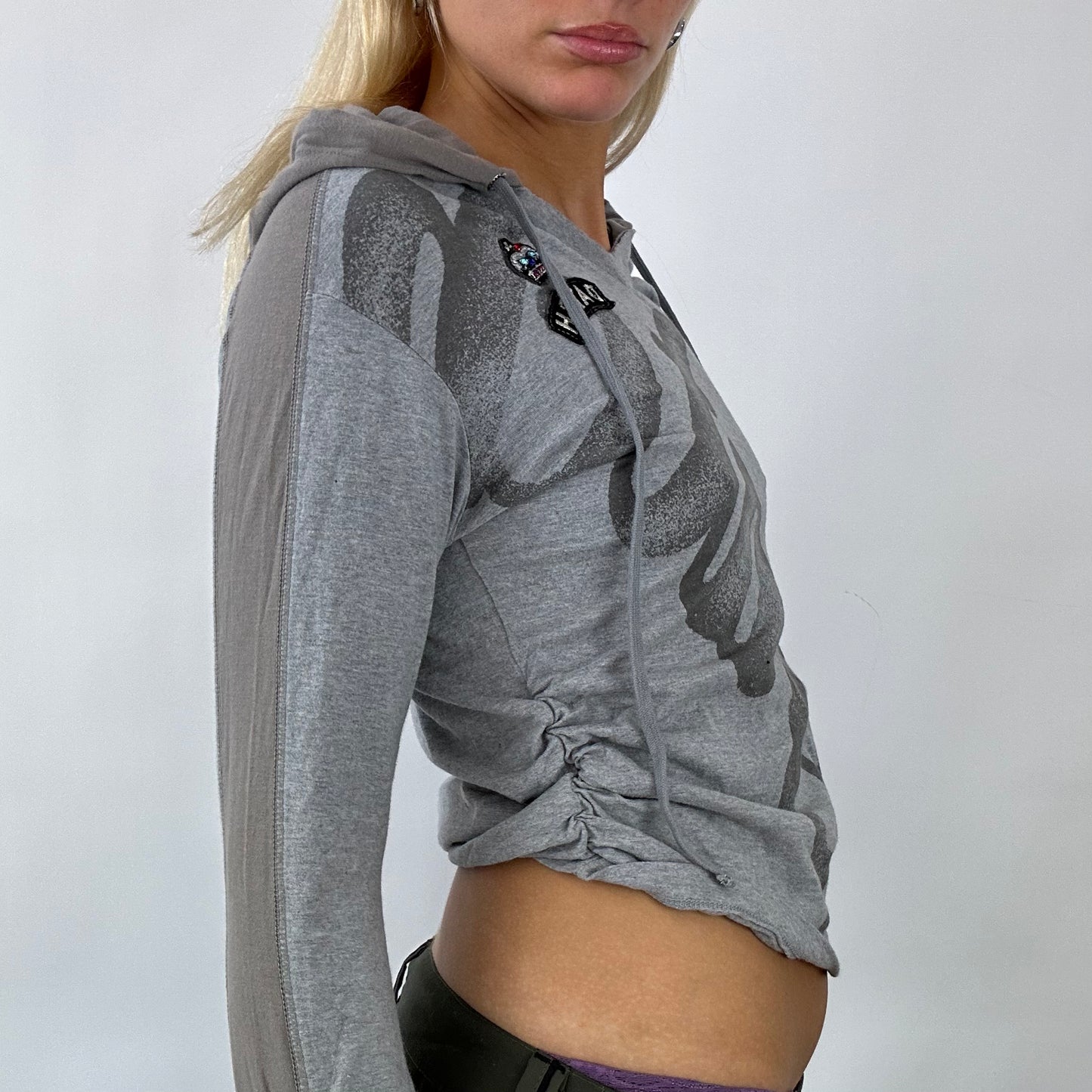 BOHO GIRL DROP | datch grey graphic hoodie - size M
