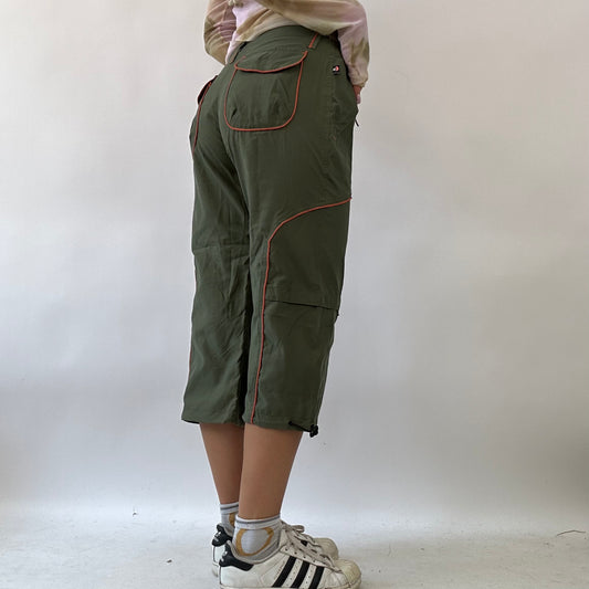 BOHO GIRL DROP | green cargo 3/4 trousers with orange lining - small