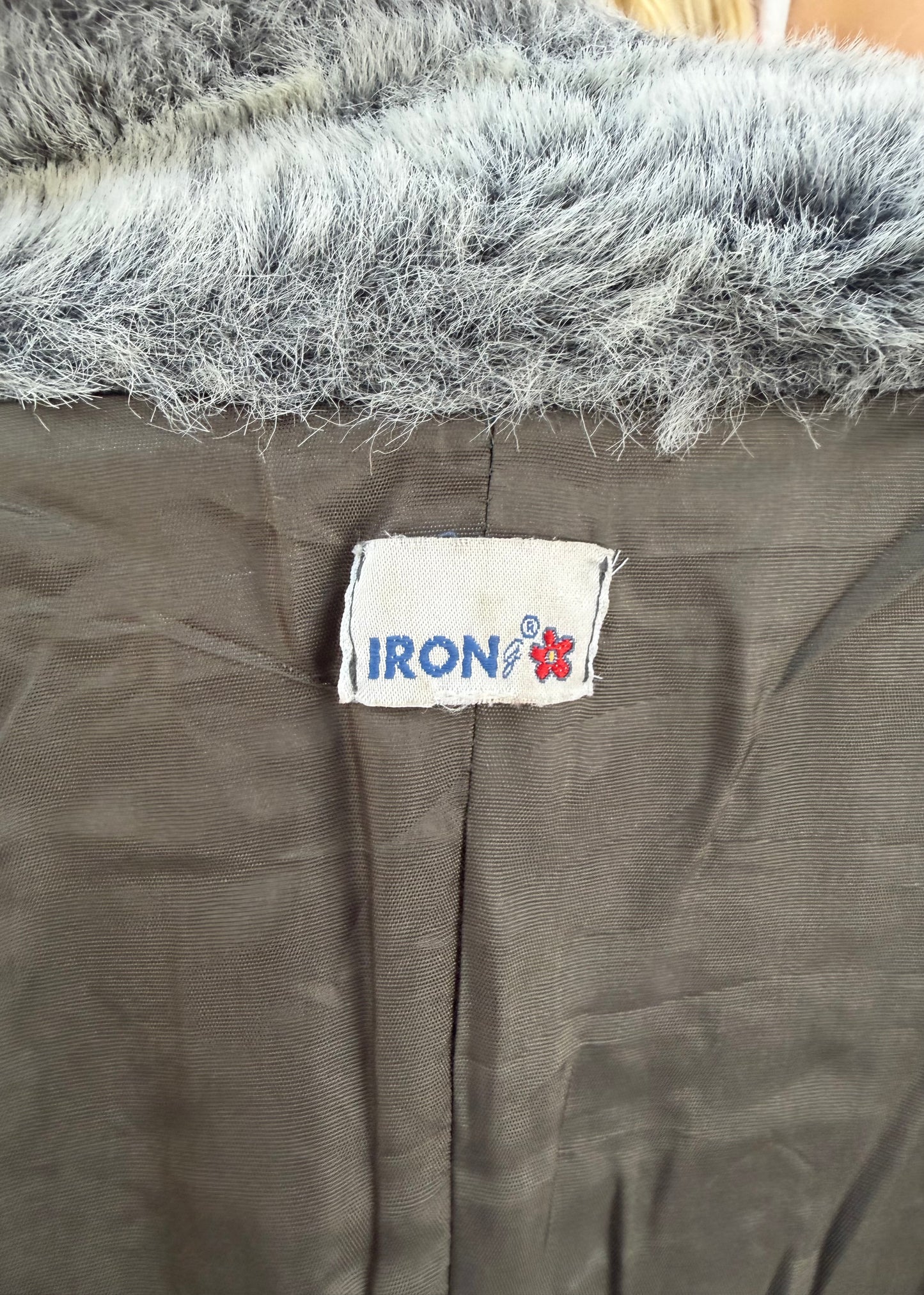 medium dark grey iron textured long coat with contrast collar 8