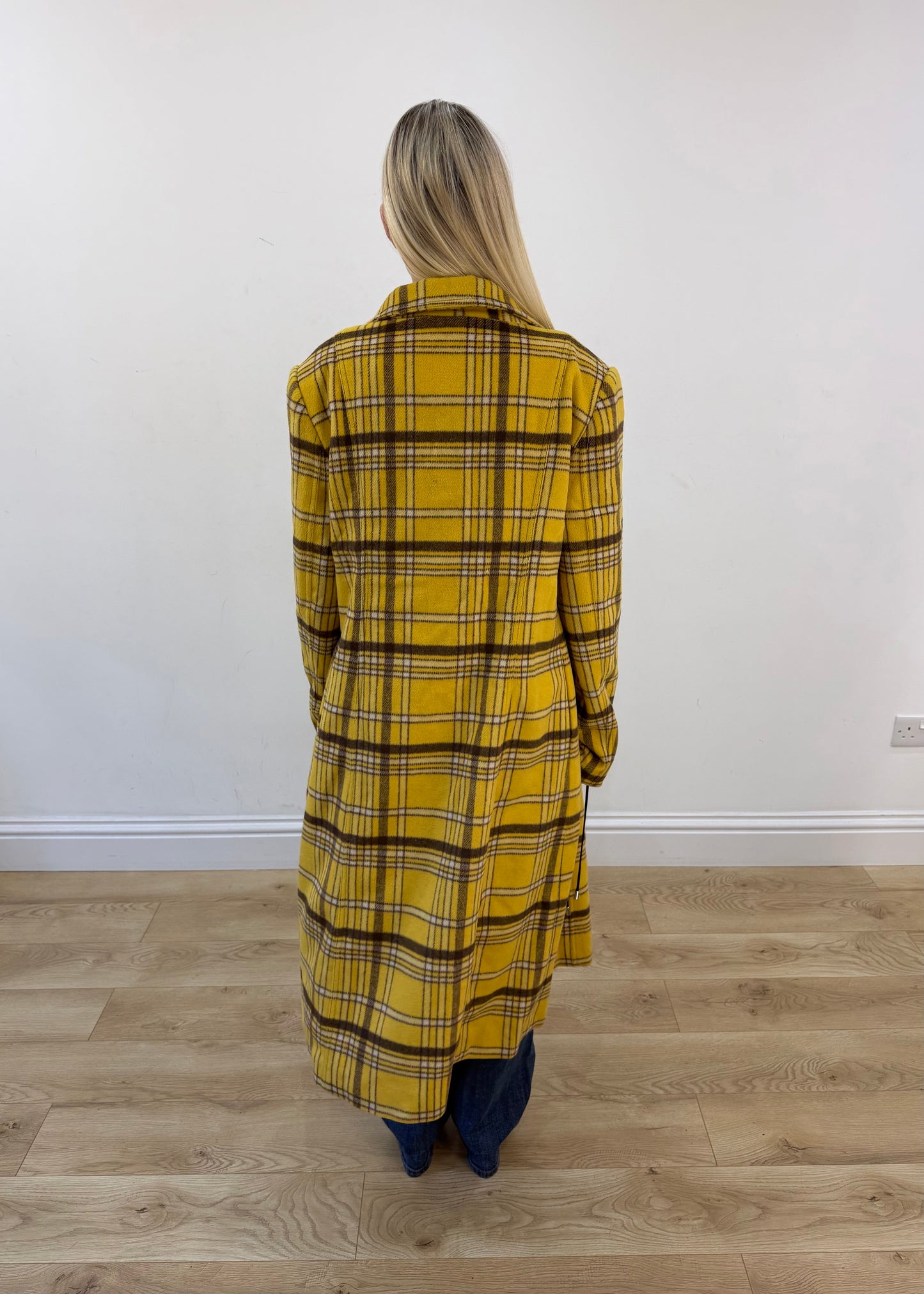 medium yellow plaid long coat 7