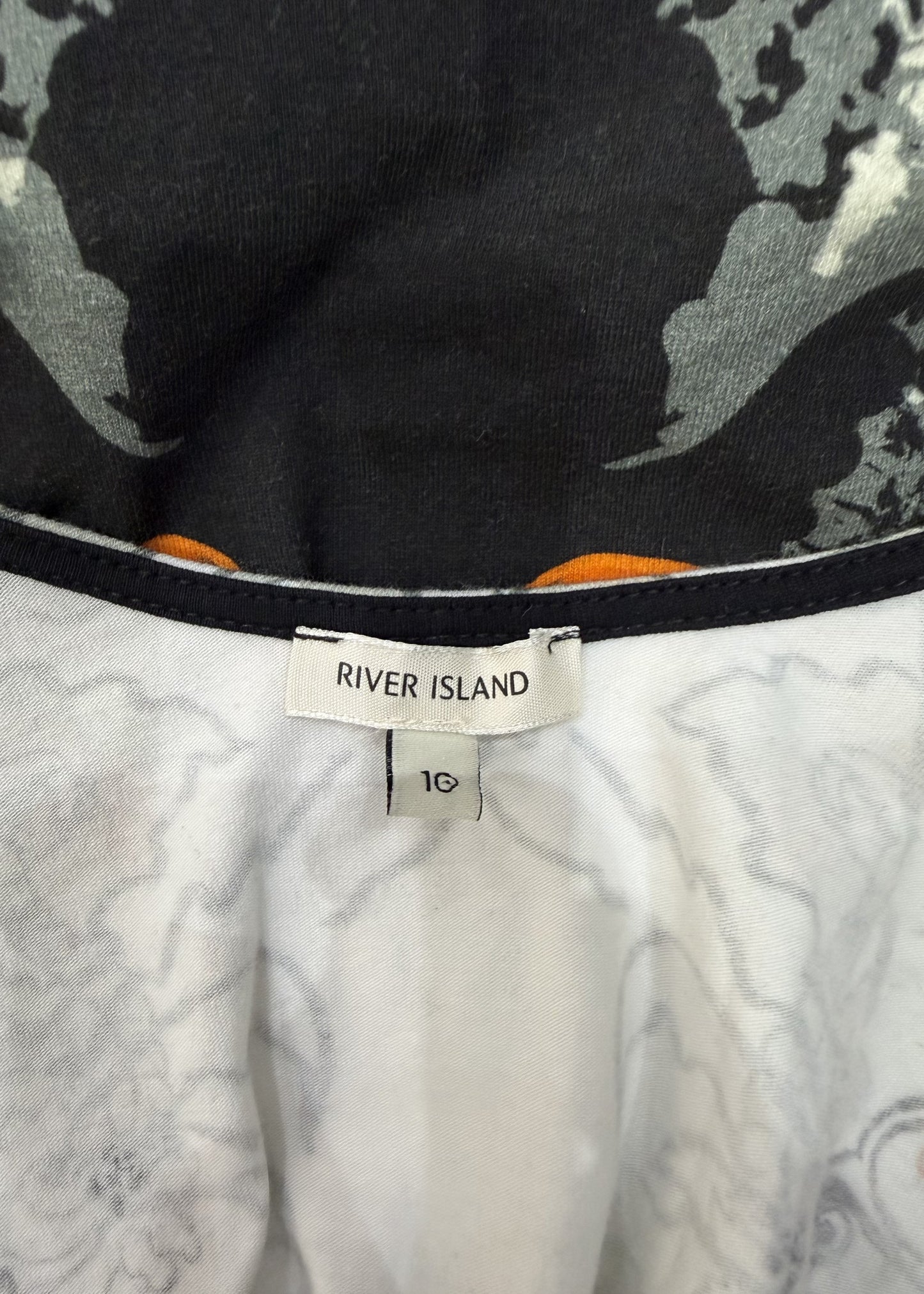 extra small white old river island patterned mini dress – label photo