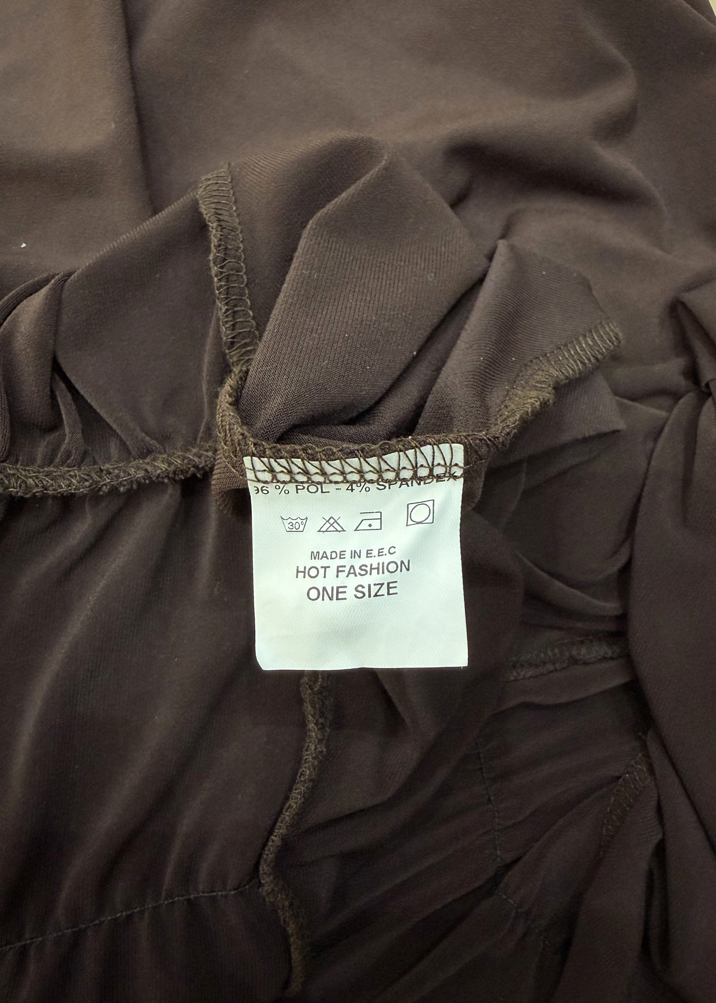 small brown halterneck mini dress with matching bikini top โ label photo