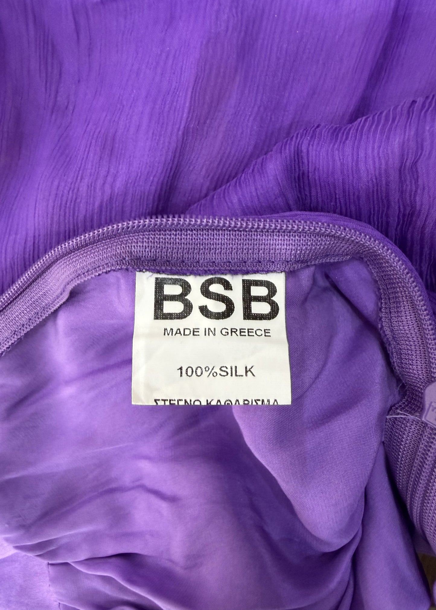 small purple silk layered bandeau mini dress – label photo