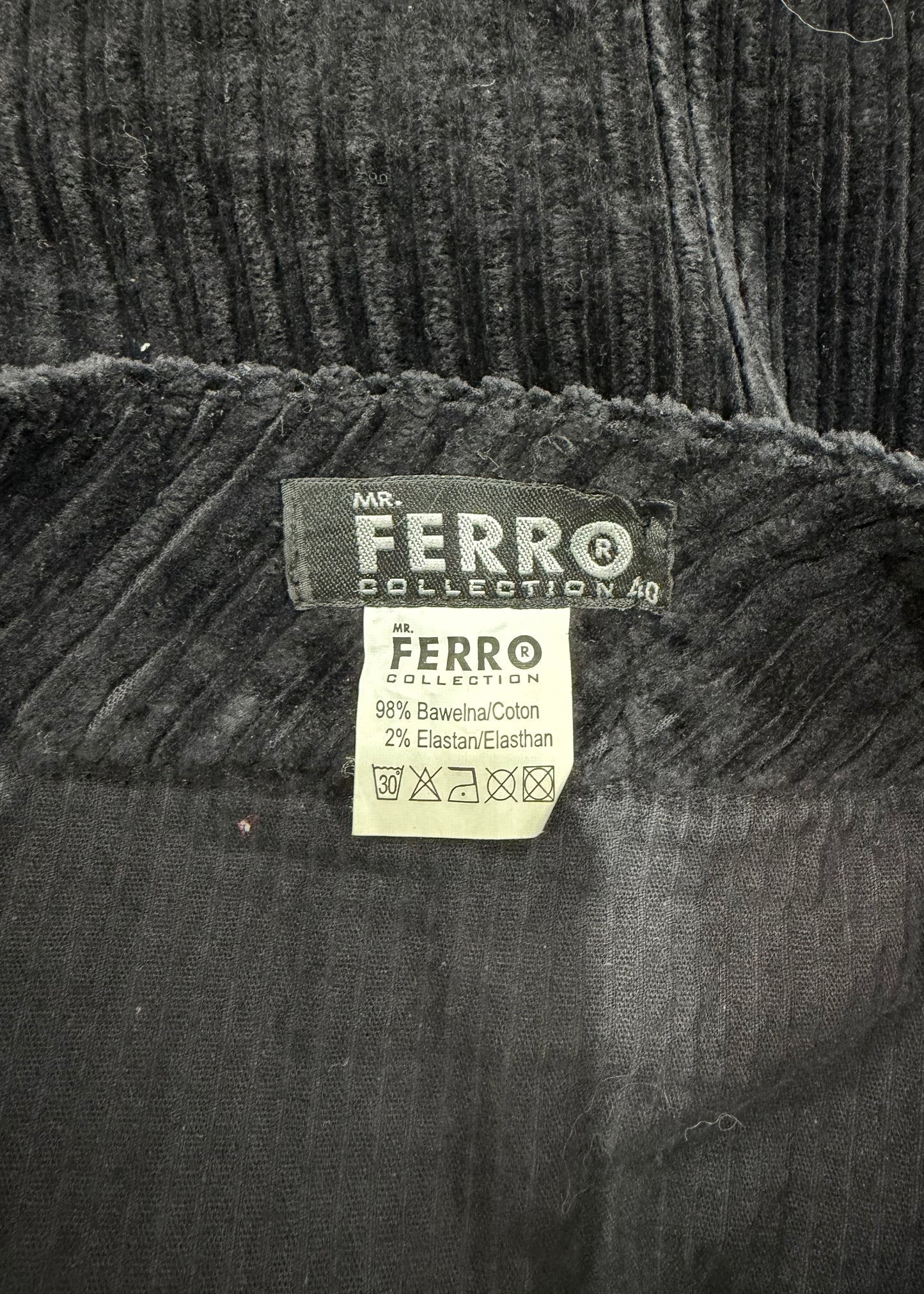 small black corduroy mini skirt care label