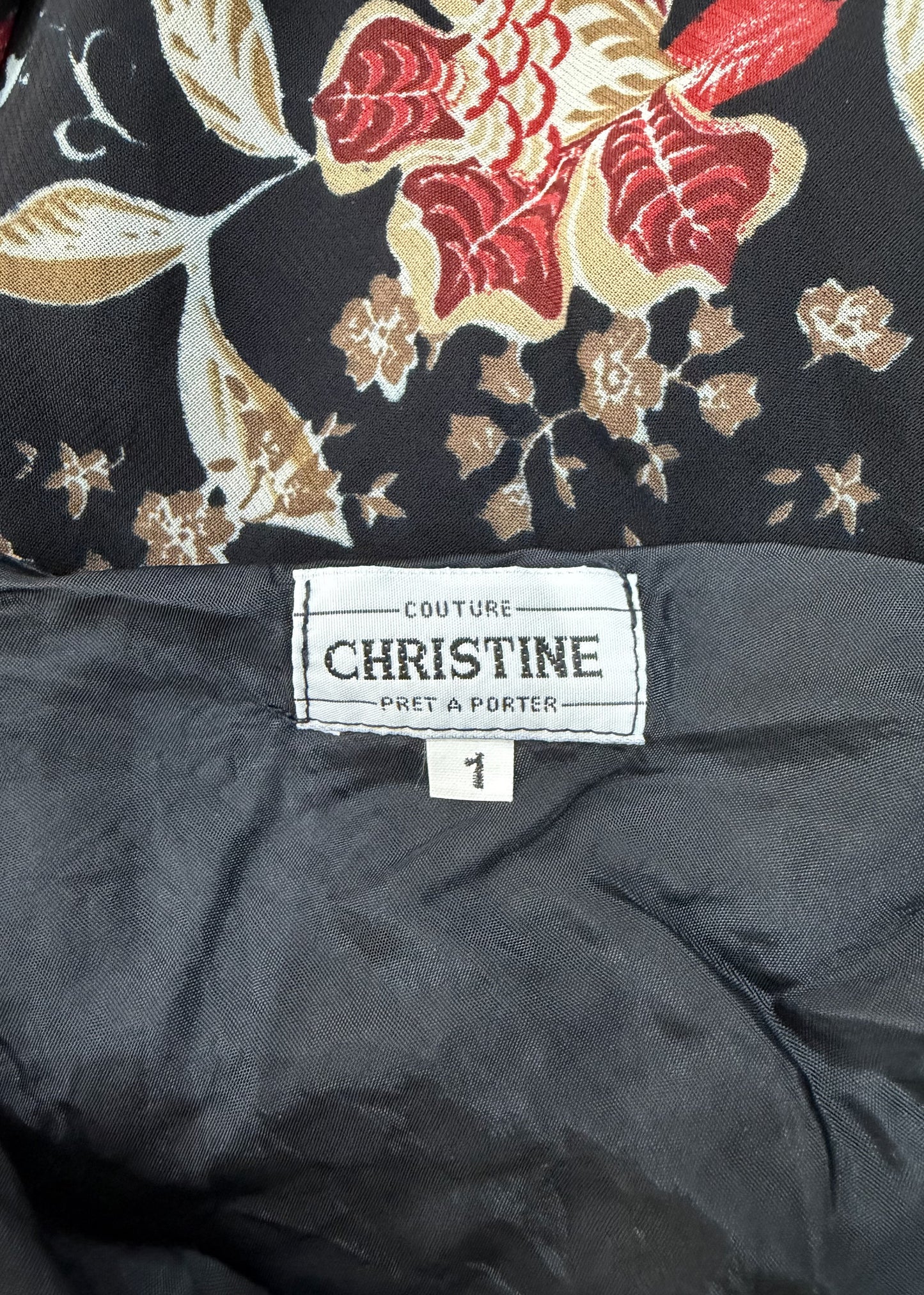small black and red floral mesh overlay midi dress label