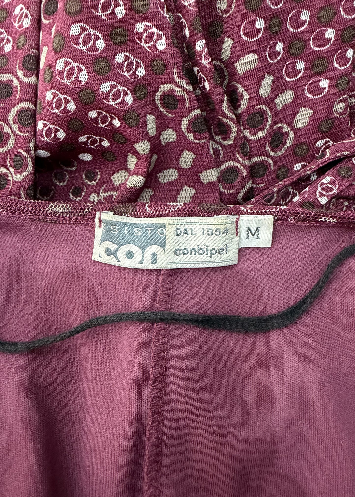 medium burgundy patterned midi dress label